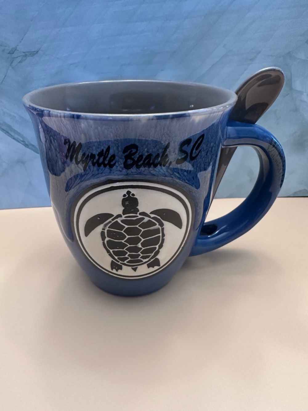 Myrtle Beach SC Turtle Mug w/ Spoon | Handcrafted Coastal Coffee Cup